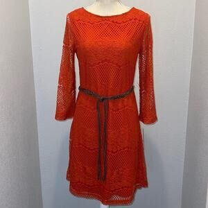 Sharagano Paprika Lace Dress with Boho Belt - NWT - Size 6